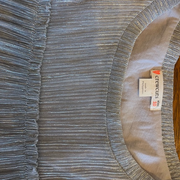 Girls Crewcuts Silver Blouse with Gathered Bodice and Short Puff Sleeves - Picture 2 of 3